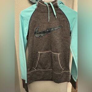 Nike Women’s Pullover Hoodie – Gray & Teal Colorblock size small